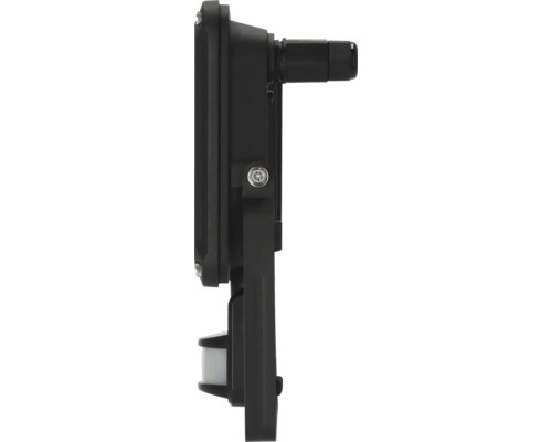 Seitenansicht einer schwarzen Außenleuchte mit Bewegungsmelder