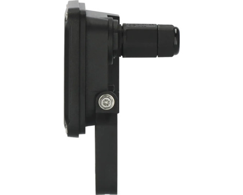 Schwarzes Gehäuse mit Kabelverschraubung