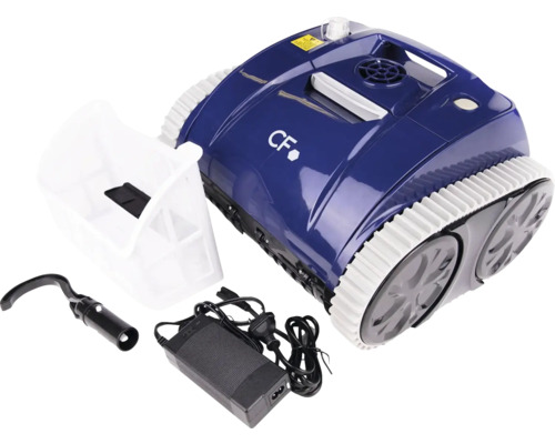 Poolreinigungsroboter mit Filterbehälter, Ladegerät und Zubehör