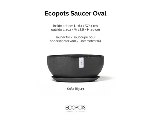 Ecopots Untersetzer Oval Sofia Big 43 für Pflanzgefäße