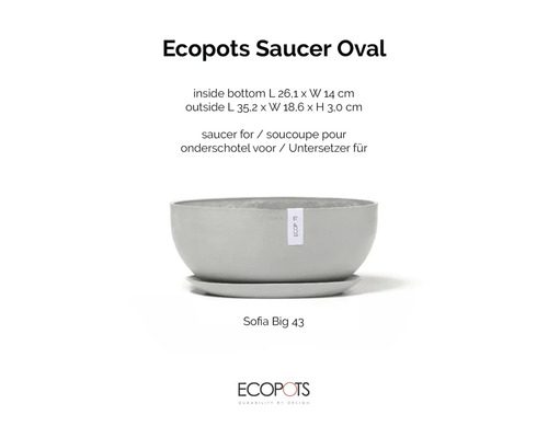Ecopots Sofia Big 43 ovale Untersetzer für Pflanzgefäße