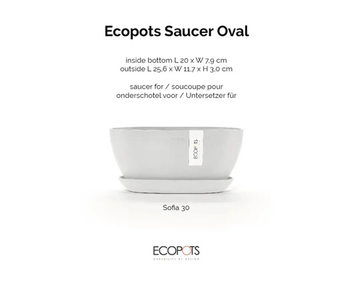 Ecopots Sofia 30 Untersetzer, ovale Form