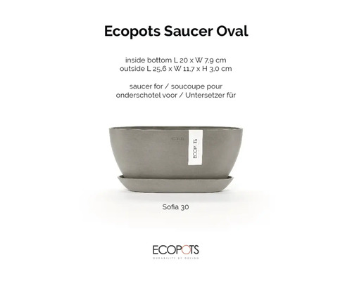 Ecopots Untersetzer Oval, Pflanztopf-Zubehör