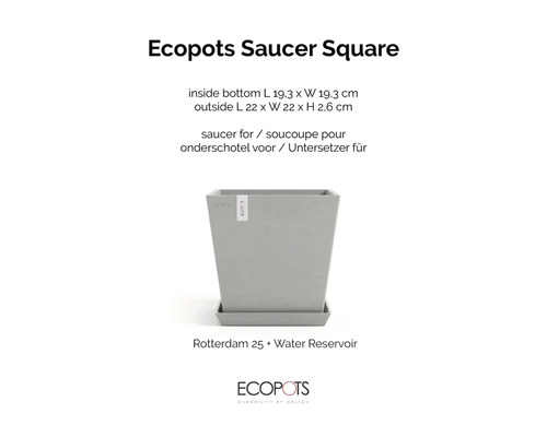 Ecopots Untersetzer quadratisch für Pflanzgefäße