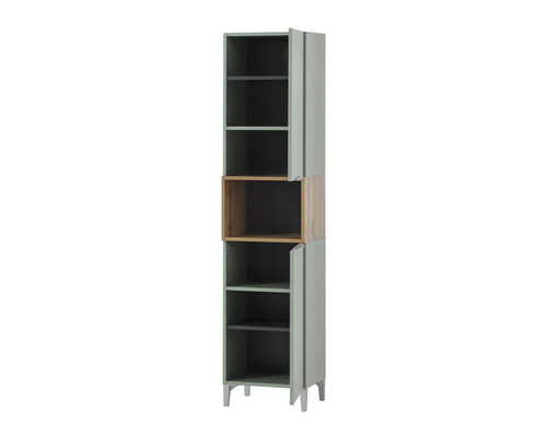 Schmaler Schrank mit Regalböden und Türen für zusätzlichen Stauraum