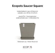 Ecopots Untersetzer quadratisch für Blumentopf mit Wasserreservoir