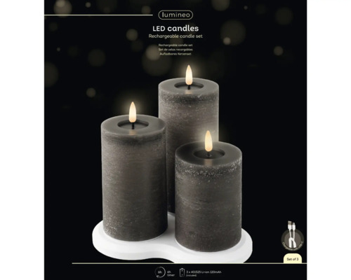Lumineo LED Kerzen, wiederaufladbares Kerzen Set