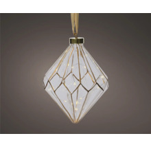 Diamantförmiger LED-Weihnachtsbaumschmuck mit geometrischem Design und Aufhänger