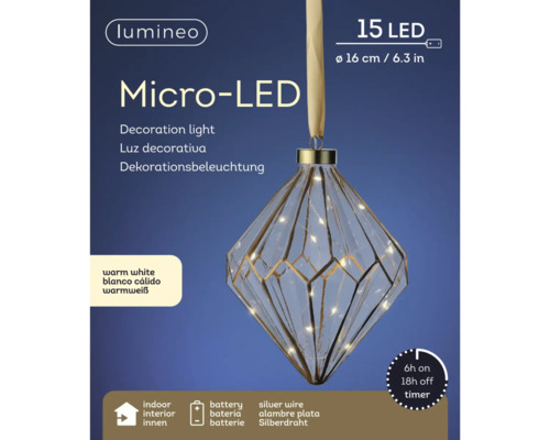 Micro LED Dekolicht mit Batteriebetrieb und Timerfunktion, circa 16 Zentimeter Durchmesser