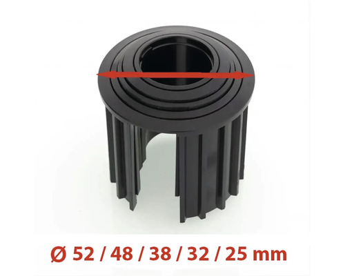 Schrumpfschlauch mit den Durchmessern 52, 48, 38, 32 und 25 Millimeter.