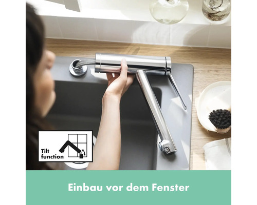 Spültischarmatur vor Fenster mit Kippfunktion