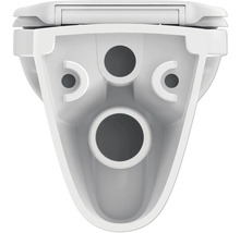 Aufgeschnittene Toilette mit Löchern zur Wandmontage