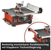 Einhell Tischkreissäge mit beidseitig montierbarem Parallelanschlag und klappbarer Tischverlängerung