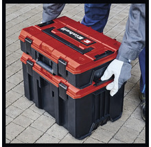 Gestapelte Einhell Werkzeugkoffer mit Einhell Logo.