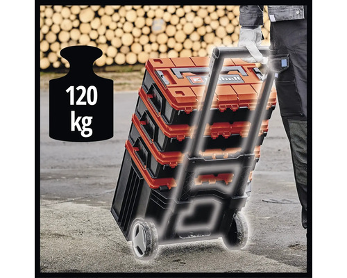 Stapelbare Werkzeugkoffer mit Rollen und einer Traglast von 120 Kilogramm