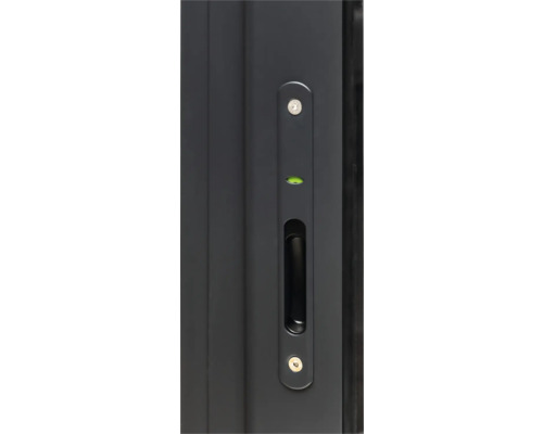 Schiebetürbeschlag mit Griffmulde und integrierter Wasserwaage