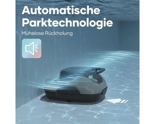 Automatische Parktechnologie für einen Poolreiniger unter Wasser.