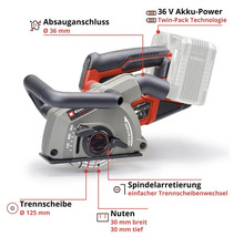 Mauernutfräse Einhell TP-MA 36/30 Li BL - Solo - Power-X-Change, ohne Akku und ohne Ladegerät