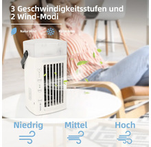 Mobiler Luftkühler mit drei Geschwindigkeitsstufen auf einem Tisch
