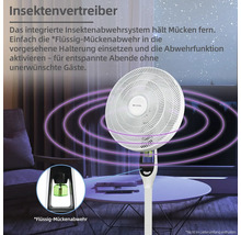Weißer Ventilator mit integriertem Insektenschutzsystem in einem Wohnraum