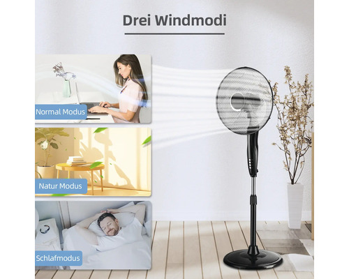 Ventilator mit drei Windmodi für Büro, Wohnzimmer und Schlafzimmer