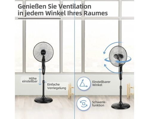 Ventilator mit einstellbarer Höhe und Schwenkfunktion