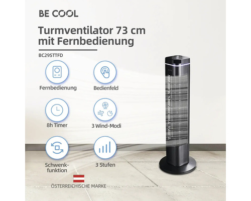 Turmventilator, 73 cm hoch, mit Fernbedienung