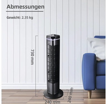 Turmventilator mit Abmessungsangaben
