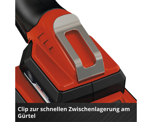 Detailaufnahme eines Akku-Werkzeugs mit Gürtelclip