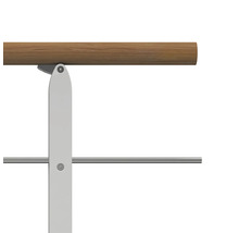 Detailansicht einer Ballettstange mit Holzstange, Metallständer und Querstange