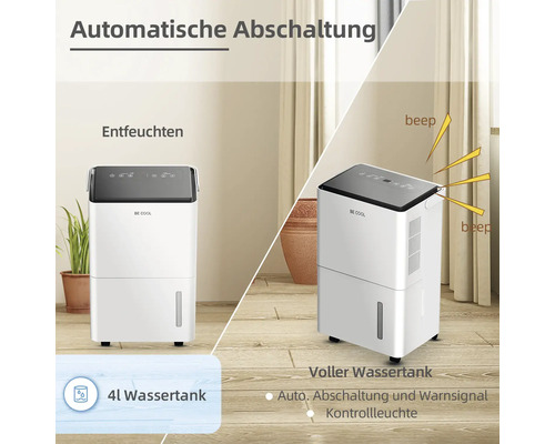 Be Cool Luftentfeuchter mit automatischer Abschaltung und 4 Liter Wassertank