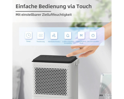 Luftreiniger mit Touchbedienung und einstellbarer Zielluftfeuchtigkeit