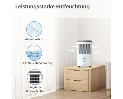 Luftentfeuchter mit Abtaufunktion und Aktivkohlefilter