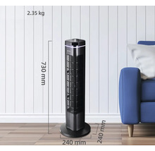 Turmventilator mit den Maßen 730 mm Höhe und 240 mm Durchmesser