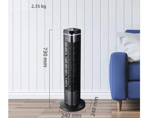 Turmventilator mit den Maßen 730 mm Höhe und 240 mm Durchmesser