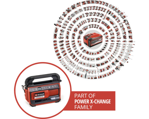 Einhell Power X-Change Produktfamilie mit Akkus, Ladegeräten und Werkzeugen