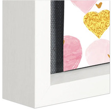 Dekorativer Druck mit Herzen im weißen Rahmen