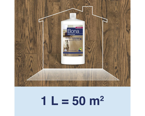 Bona Parkett Polish 1 Liter Flasche auf Holzboden