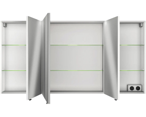 Offener Spiegelschrank mit Glasablagen für das Badezimmer