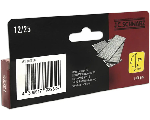 J.C. Schwarz Klammern 12/25, 1000 Stück