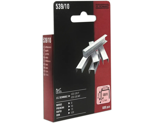 J C Schwarz Heftklammern 539/10, 600 Stück