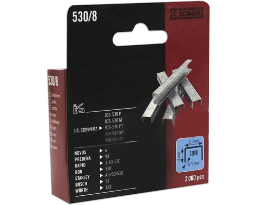 J.C. Schwarz Heftklammern 530/8, Packung mit 2000 Stück