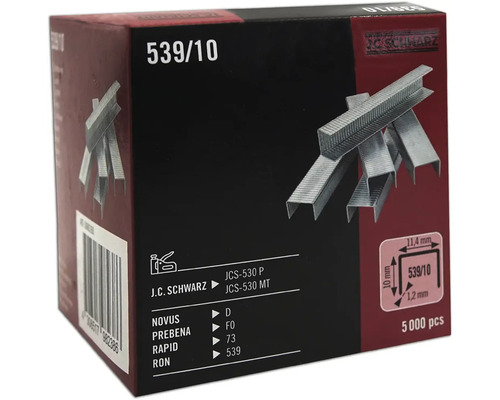 Tackerklammer JC Schwarz 539/10, 5000 Stk