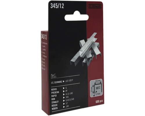 J C Schwarz Heftklammern Typ 345/12, 600 Stück
