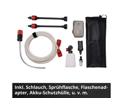 Zubehör für Hochdruckreiniger mit Schlauch, Sprühflasche, Flaschenadapter und Akku Schutzhülle