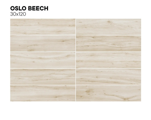 Oslo Buche Feinsteinzeugfliesen im Format 30x120 cm.