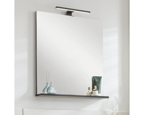 Quadratischer Spiegel mit Ablage und LED-Lampe für das Badezimmer