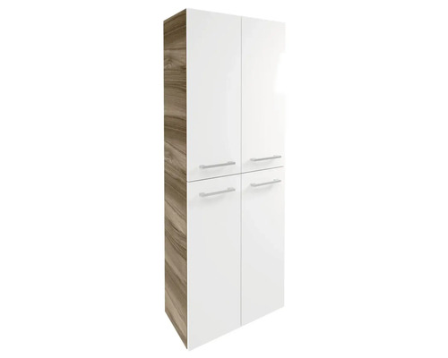 Hochschrank Fackelmann Verona 60x162x31,8 cm weiß glanz/Nussbaum mit Schublade innen Hochschrank Fackelmann Verona 60x162x31,8 cm weiß glanz/Nussbaum mit Schublade innen
