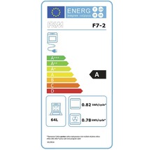 Energielabel für PKM F7-2 Backofen mit einem Fassungsvermögen von 64 Litern und Energieeffizienzklasse A.