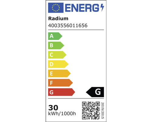 Energielabel der Energieeffizienzklasse G von Radium
